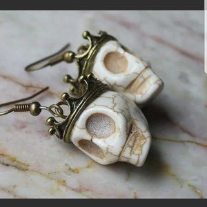 Gothic Marble Halloween Skull Earrings